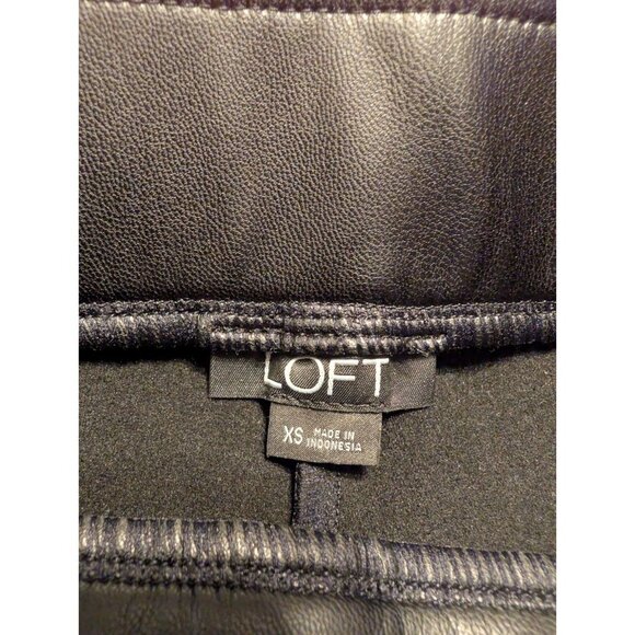 LOFT Faux Leather Leggings XS Black High Waist Pull On Stretch Pants Slim Fit - Picture 4 of 5